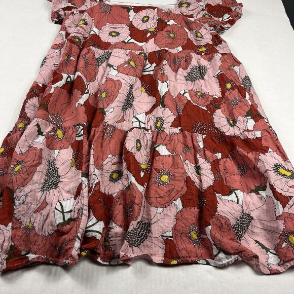 LOFT Babydoll Peasant Dress Floral Puff Sleeve Casual Cottagecore Pullover 12 - Picture 2 of 12